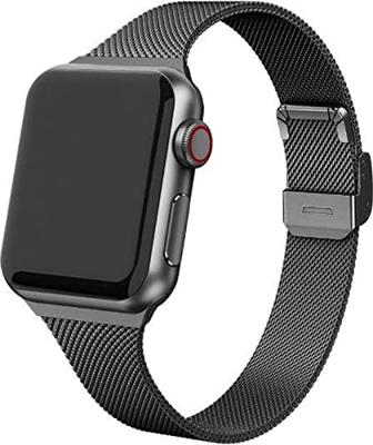 Milanese slim fit bandje - Zwart - Geschikt voor Apple Watch 38mm / 40mm / 41mm / 42mm