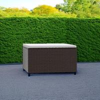 Voetensteun met kussen poly rattan bruin - thumbnail