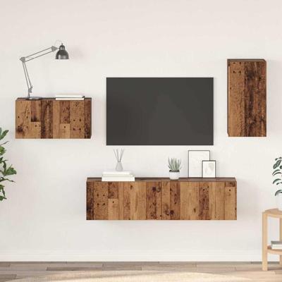 Tv-meubelset 4 pcs Oud hout 30.5 x 30 x 60 cm Bewerkt hout