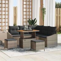Tuinbankenset met kussen 8 pcs Grijs poly rattan - thumbnail