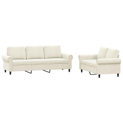 2-delige Loungeset met kussens fluweel crèmekleurig
