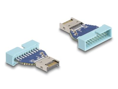 DeLOCK 67130 tussenstuk voor kabels 19 pin USB USB Type-E Blauw