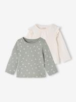 Set van 2 T-shirts baby Basics met lange mouwen saliegroen - thumbnail