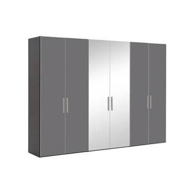 Goossens Kledingkast Easy Storage Ddk, Kledingkast 304 cm breed, 220 cm hoog, 4x glas draaideur en 2x spiegel draaideur midden Goossens Kledingkast Easy Storage Ddk, Kledingkast 304 cm breed, 220 cm hoog, 4x glas draaideur en 2x spiegel draaideur midden