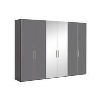 Goossens Kledingkast Easy Storage Ddk, Kledingkast 304 cm breed, 220 cm hoog, 4x glas draaideur en 2x spiegel draaideur midden - thumbnail