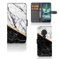 Nokia 7.2 | Nokia 6.2 | Bookcase | Marmer Wit Zwart - Origineel Cadeau Man - thumbnail