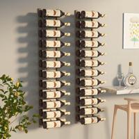 Wijnrekken 2 st voor 24 flessen wandmontage ijzer goudkleurig - thumbnail
