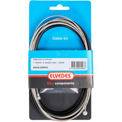 Elvedes Kabel uni 2 nippels 2.35m rvs zwart 6444/39rvs