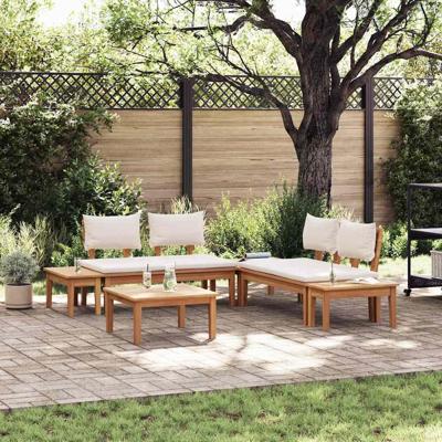 Tuinbankset met kussen met opslag 3 pcs Bruin en Crème