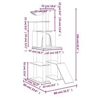 VidaXL Kattenmeubel met sisal krabpalen 166 cm donkergrijs - thumbnail
