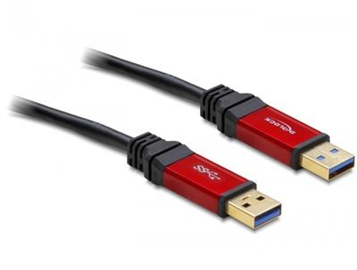 Delock 82747 USB-kabel USB 3.2 Gen1 (USB 3.0 / USB 3.1 Gen1) USB-A stekker, USB-A stekker 5.00 m Rood, Zwart Vergulde steekcontacten, UL gecertificeerd