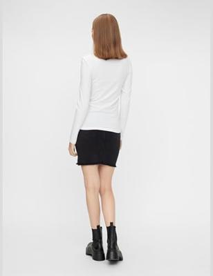 Dames ondershirt lange mouw - Long Tee - Katoenen T-shirt lange mouwen - Wit - Zwart - thumbnail