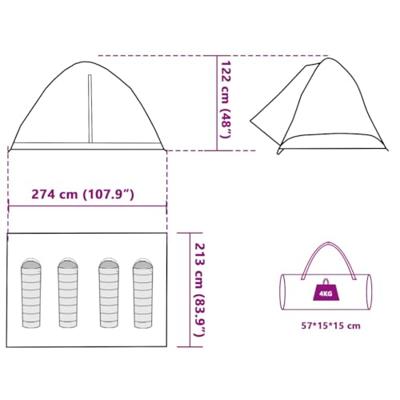Koepeltent 4-persoons waterdicht groen Koepeltent 4-persoons waterdicht groen