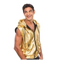 Gouden Mouwloos Jasje Met Capuchon - thumbnail