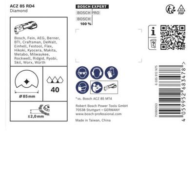 Bosch Accessoires EXPERT ACZ 85 RD4-Segmentzaagblad voor mortel | 85 mm | 10 stuks - 2608902058 Bosch Accessoires EXPERT ACZ 85 RD4-Segmentzaagblad voor mortel | 85 mm | 10 stuks - 2608902058
