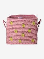 LOVE mand van raffia met rice handgrepen rozen - thumbnail