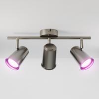 Riga - LED smart plafondlamp - 3 spots - 15 Watt 1200 Lumen - Draaibaar en kantelbaar - GU10 - RGBWW - Wifi + Bluetooth - Google Home, Amazon Alexa en Siri - RVS - Bestuurbaar via App en Stem - thumbnail
