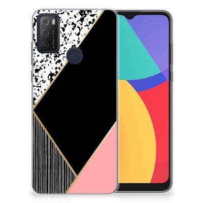 Alcatel 1S (2021) | TPU Hoesje | Zwart Roze Vormen