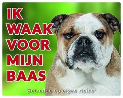 Engelse Bulldog Waakbord - Ik waak voor mijn baas