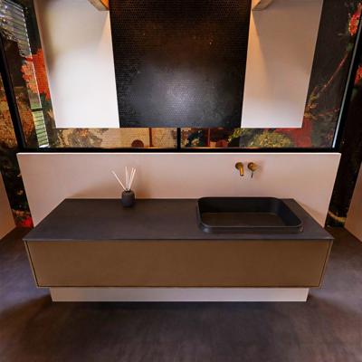 Badkamermeubelset Mondiaz Erin 150 cm met 1 Lade met RIDGE Wastafel Rechts Urban Zonder Kraangaten Greeploos Mat Rust Badkamermeubelset Mondiaz Erin 150 cm met 1 Lade met RIDGE Wastafel Rechts Urban Zonder Kraangaten Greeploos Mat Rust