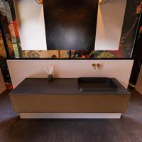 Badkamermeubelset Mondiaz Erin 150 cm met 1 Lade met RIDGE Wastafel Rechts Urban Zonder Kraangaten Greeploos Mat Rust - thumbnail