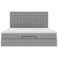 Ottoman bed met matras en LED's 180x200cm stof lichtgrijs - thumbnail