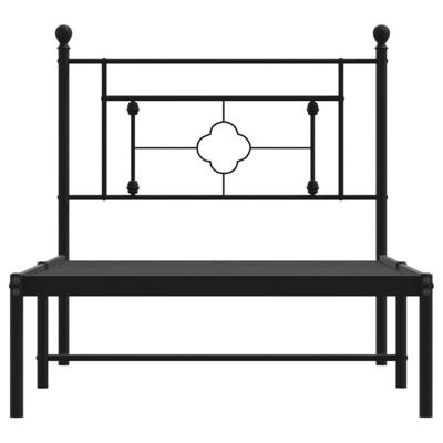 Bedframe met hoofdbord metaal zwart 107x203 cm