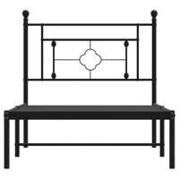 Bedframe met hoofdbord metaal zwart 107x203 cm - thumbnail