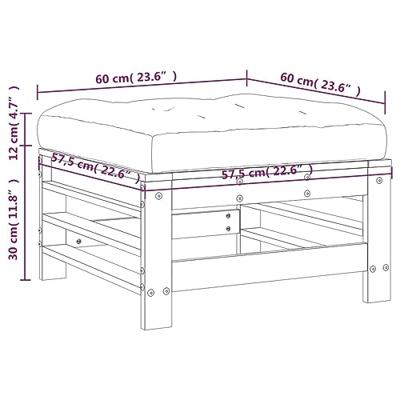 Tuinvoetenbank met kussen massief grenenhout grijs