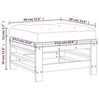 Tuinvoetenbank met kussen massief grenenhout grijs - thumbnail