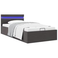 Bedframe met opslag en LED stof donkergrijs 90x200 cm - thumbnail