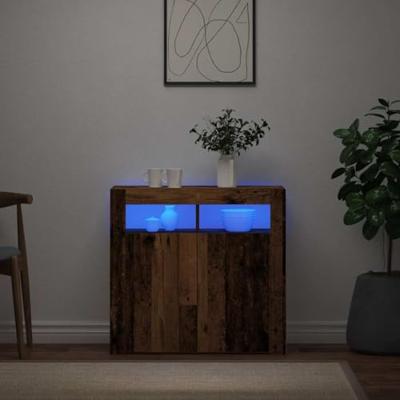 Dressoir met LED-verlichting 80x35x75 cm bewerkt hout oud hout