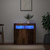 Dressoir met LED-verlichting 80x35x75 cm bewerkt hout oud hout - thumbnail