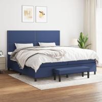 Boxspring met matras stof blauw 200x200 cm - thumbnail