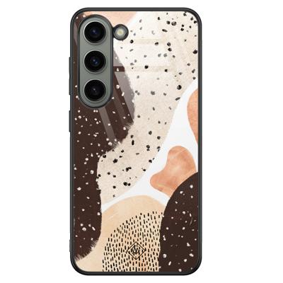 Samsung Galaxy S23 glazen hardcase - Abstract bruin mix