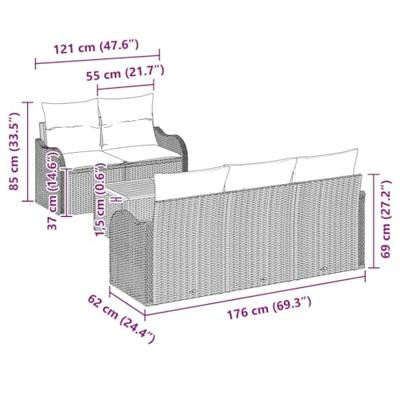 Tuinbankenset met kussen 6 pcs Zwart poly rattan