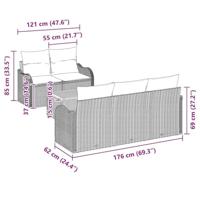 Tuinbankenset met kussen 6 pcs Zwart poly rattan - thumbnail
