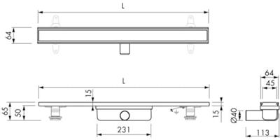 Easy drain douchegoot 80cm Compact 30 Clean Dryphon Zero/Tegel ws30mm edcom30ztdry-80