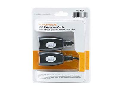 Monoprice 106042 USB-extender via Cat5e of Cat6-aansluiting tot 45M (150ft) voor elk USB-compatibel apparaat, inclusief gameconsoles, USB-camera's, printers, toetsenborden, muizen