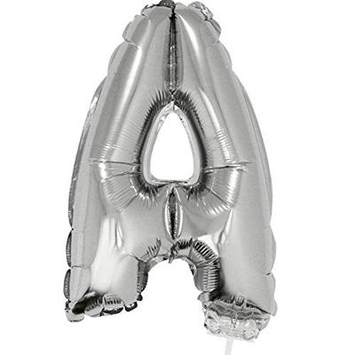 Folie Ballon Letter A Zilver met rietje