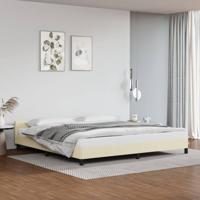 Bedframe met hoofdeinde zonder matras 200x200 cm crèmekleurig - thumbnail