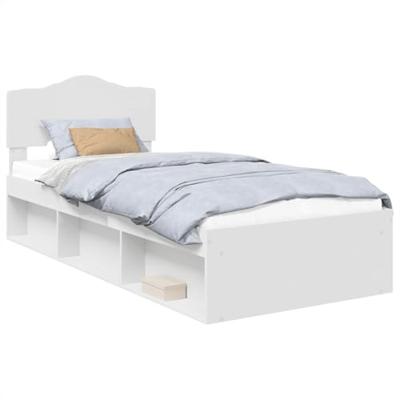 Bedframe met hoofdeinde Wit 75 x 190 cm Massief grenenhout