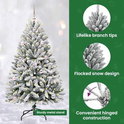 Kunstkerstboom met 150 LED Groen en Wit 150 cm PVC en Metaal