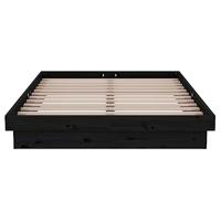 Bedframe massief hout zwart 120x200 cm - thumbnail