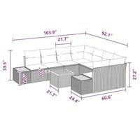 Tuinbankenset met kussen 9 pcs Zwart Poly riet - thumbnail