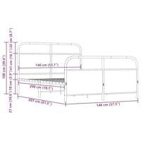 Bedframe zonder matras metaal bruin eikenkleurig 140x200 cm - thumbnail