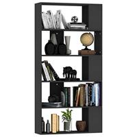 Boekenkast/kamerscherm 80x24x159 cm bewerkt hout zwart - thumbnail