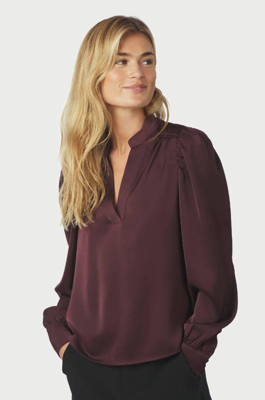 Neo Noir Blouse Rosslyn Heavy Sateen | Burgundy