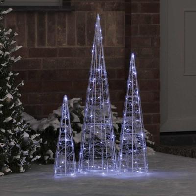 VidaXL Kerstboom met 90 led 3 pcs koudwit 20 x 20 x 80 cm acryl