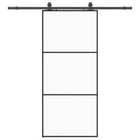 Schuifdeur met beslagset 90x205 cm ESG glas zwart - thumbnail